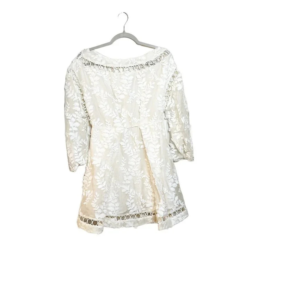 Zimmermann Winsome Cinch Vine Lace Mini Dress White Size Small NEW